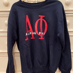 Alpha Phi Navy Blue w/ Red Writing Pullover Sweatshirt Size M